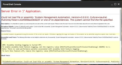 powershell Error Message